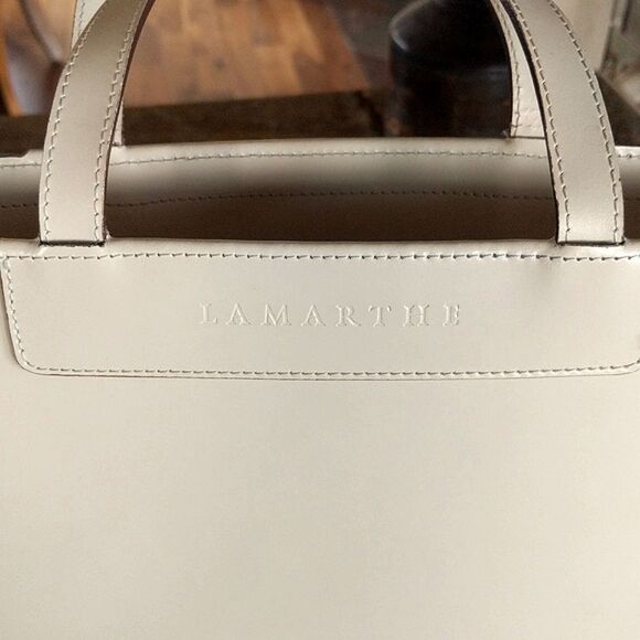 LAMARTHE High Quality Italian Leather Cream Tote  Handbag - Picture 2 of 13
